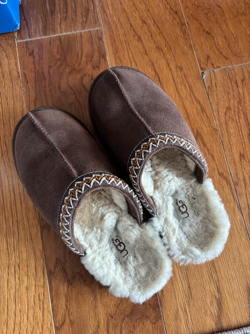 UGG Chocolate Brown Suede Shearling Mule Slippers